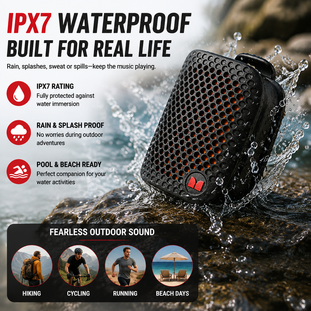 🏃 Enceinte Bluetooth à clip pour l'extérieur | Enceinte étanche pour la course à pied et le vélo