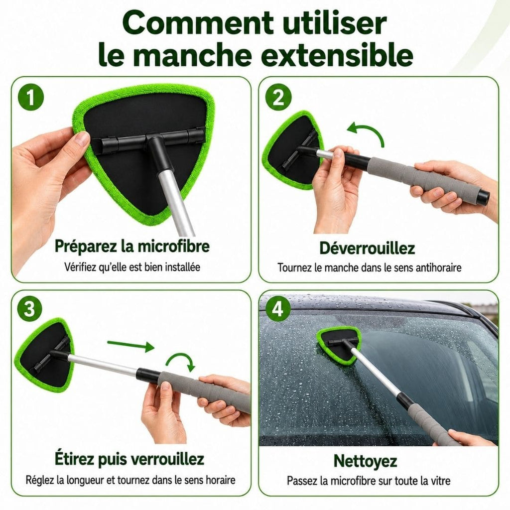 Nettoyeur pare-brise en microfibes Magique – Lave sans laisser de traces