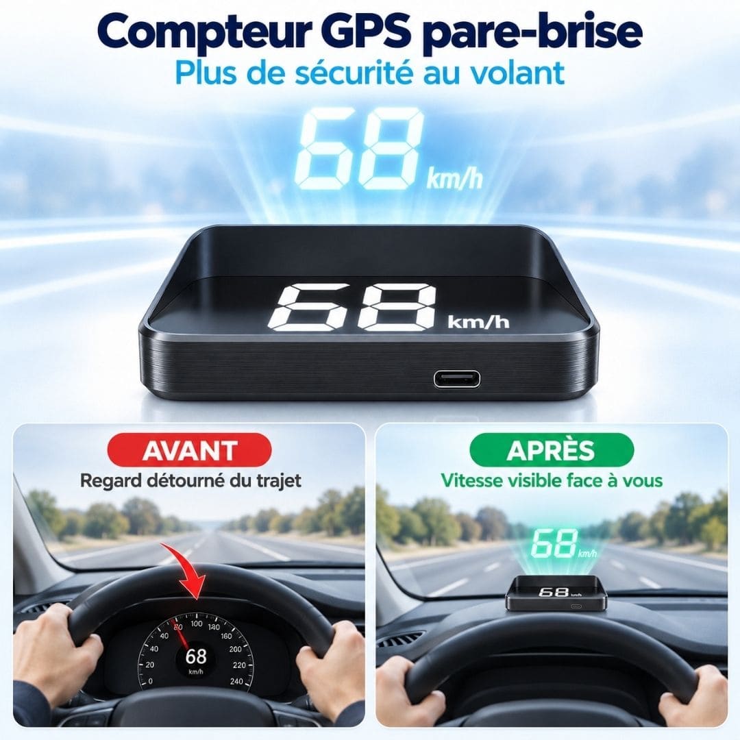 Compteur GPS Pare-Brise – Plus Aucun Excès de Vitesse Involontaire