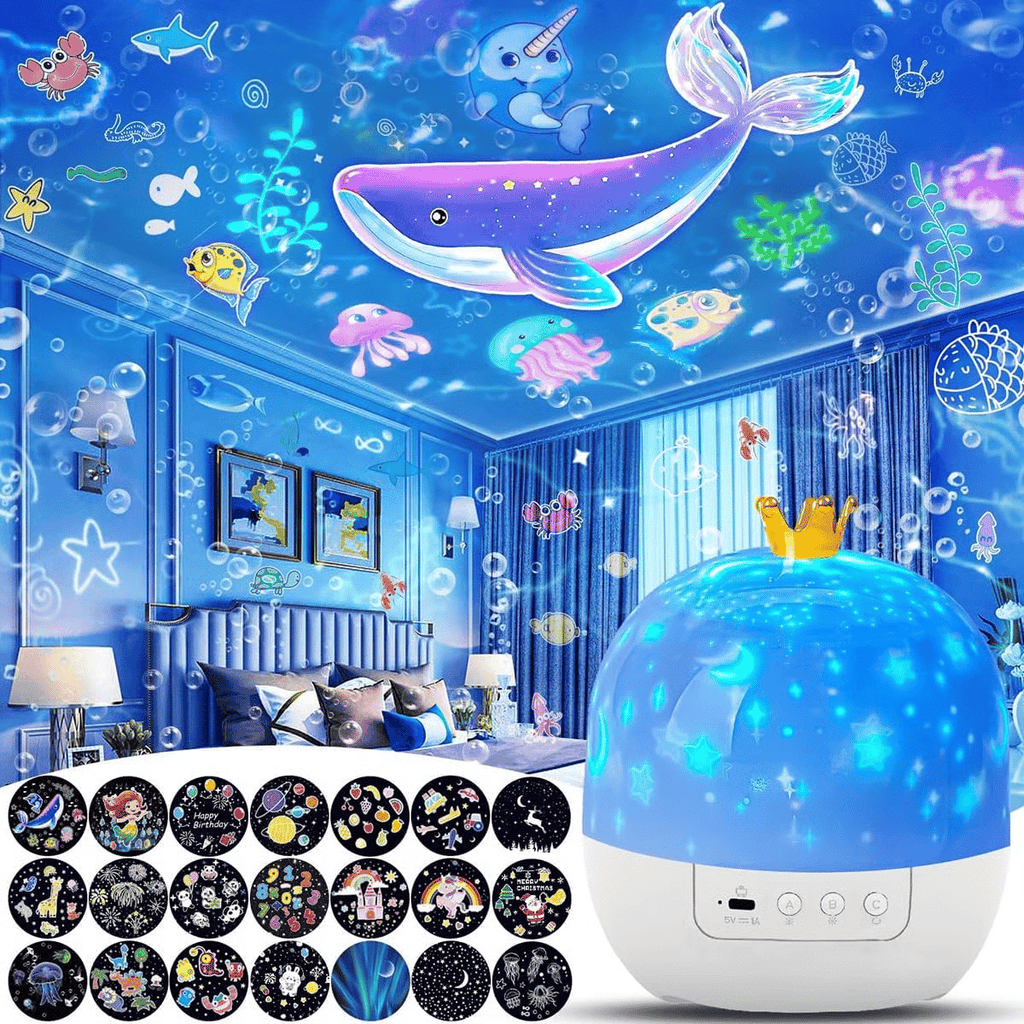 💜Projecteur Magique nocturne pour enfants avec 15 jeux de diapositives
