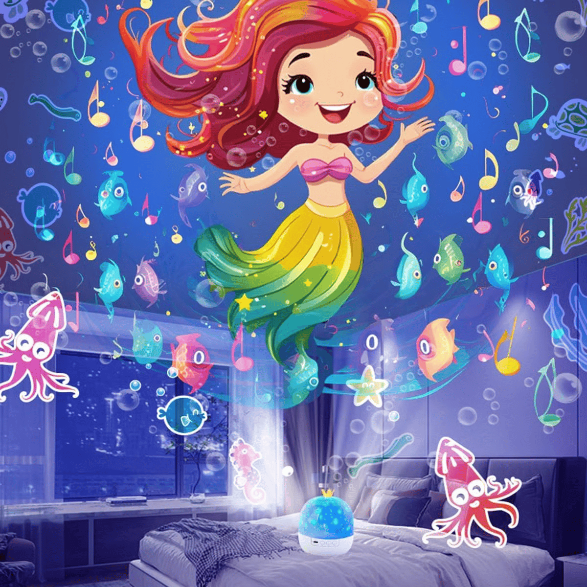 💜Projecteur Magique nocturne pour enfants avec 15 jeux de diapositives