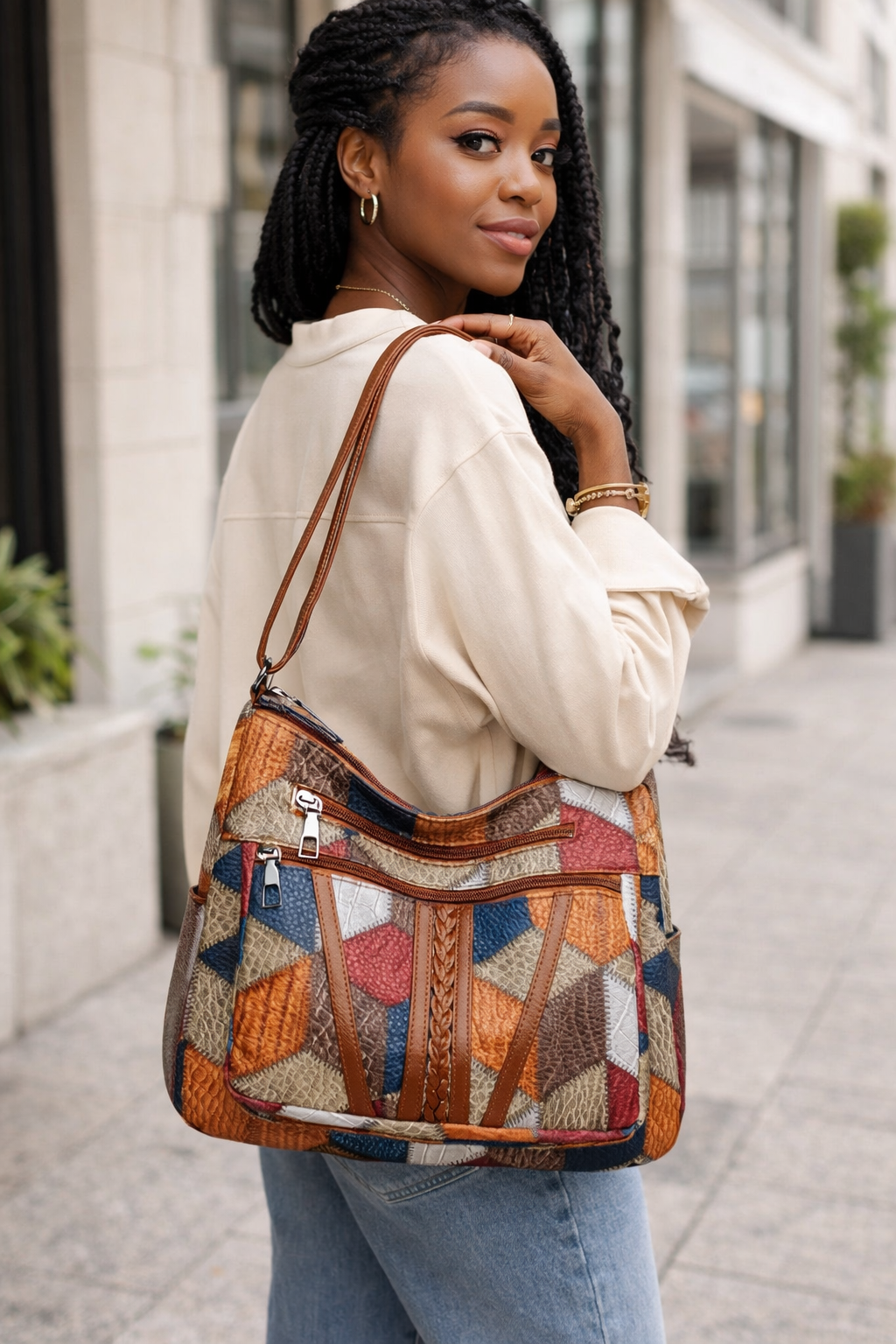 Ozina | Sac à main en cuir mosaïque