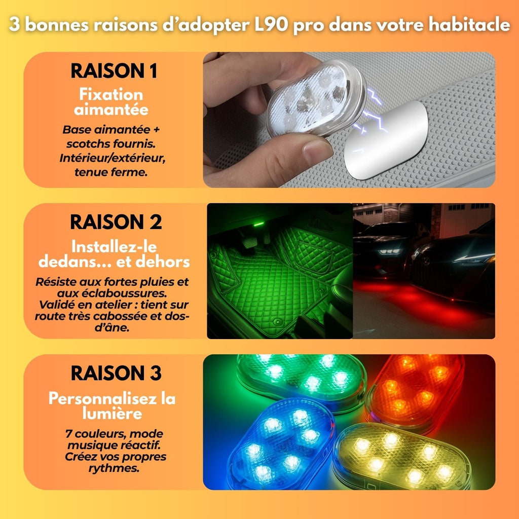 Lampe LED Magique™ – Transformez l’ambiance de votre voiture en un instant
