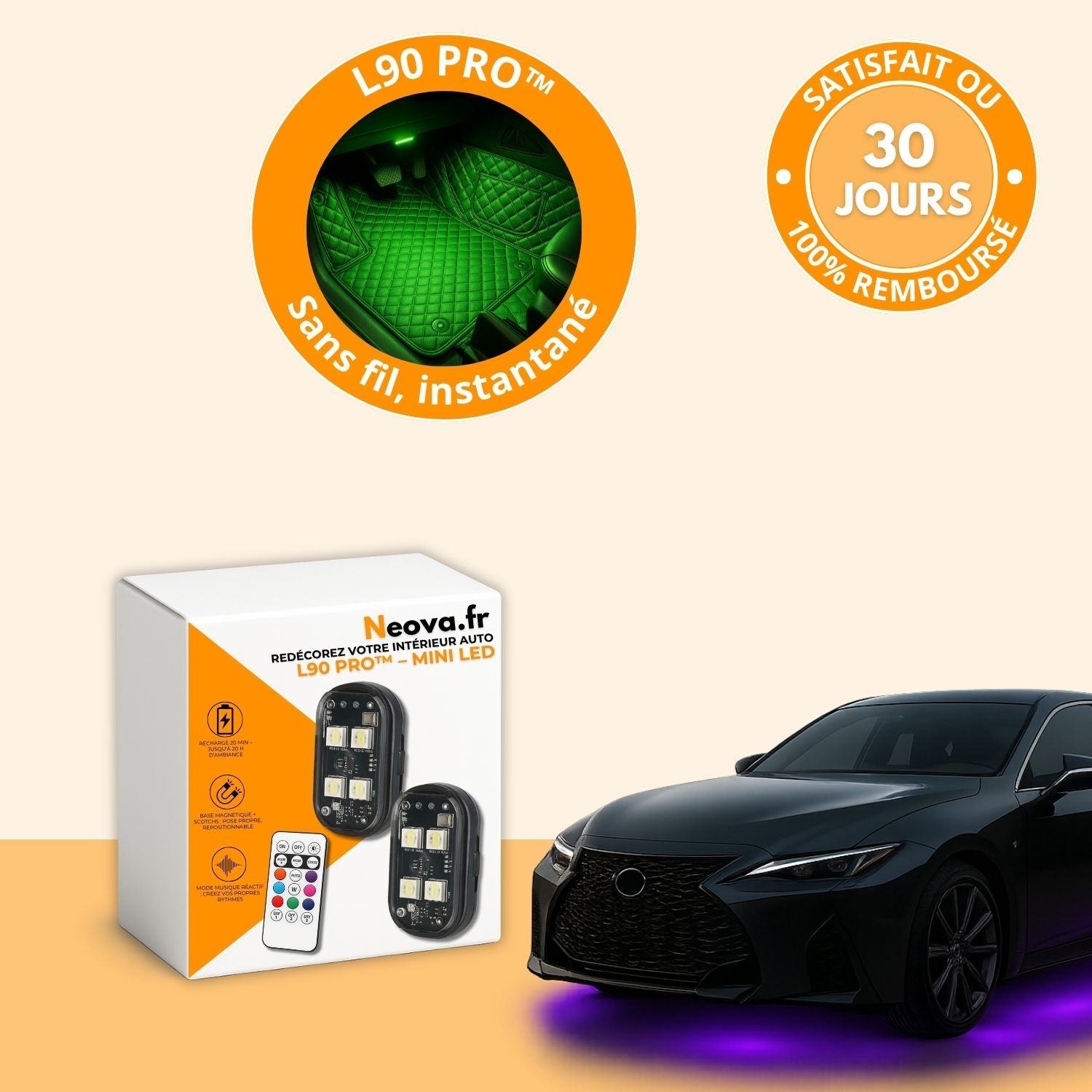 Lampe LED Magique™ – Transformez l’ambiance de votre voiture en un instant
