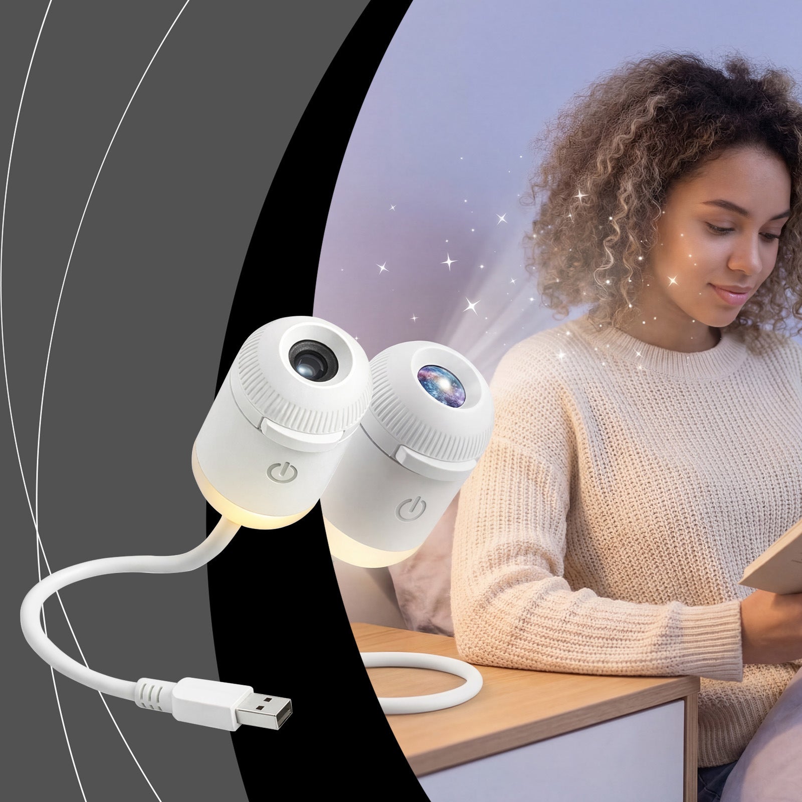 Projecteur Magique galaxie 2 en 1 USB Lumière d'Ambiance LED