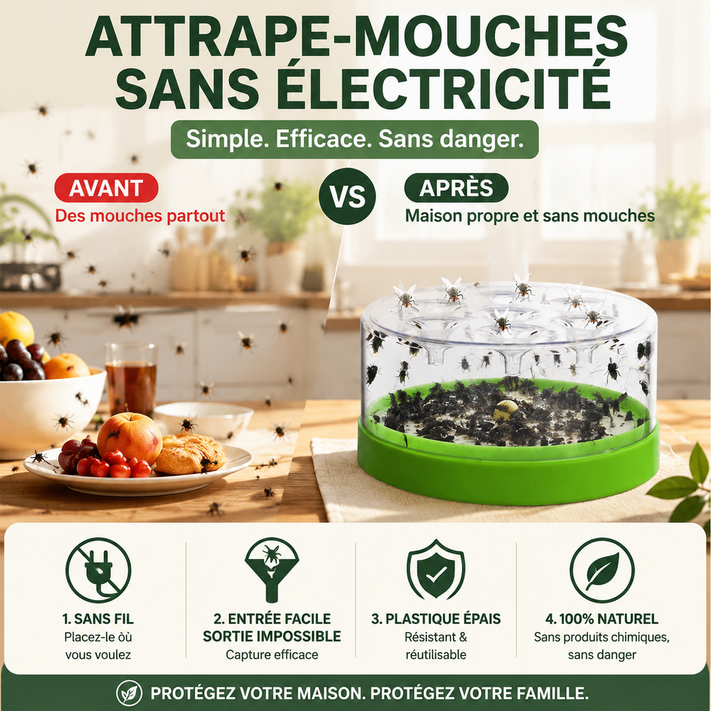 🌿💚 Piège anti-mouches écologique | Fonctionne sans énergie, lavable et réutilisable longue durée sans produit toxique ✅