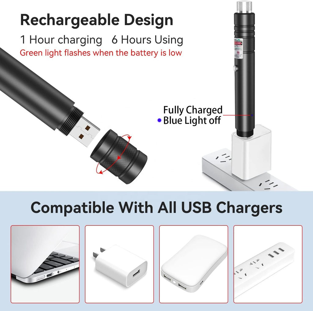 🔥 Lampe torche laser magique haute puissance rechargeable