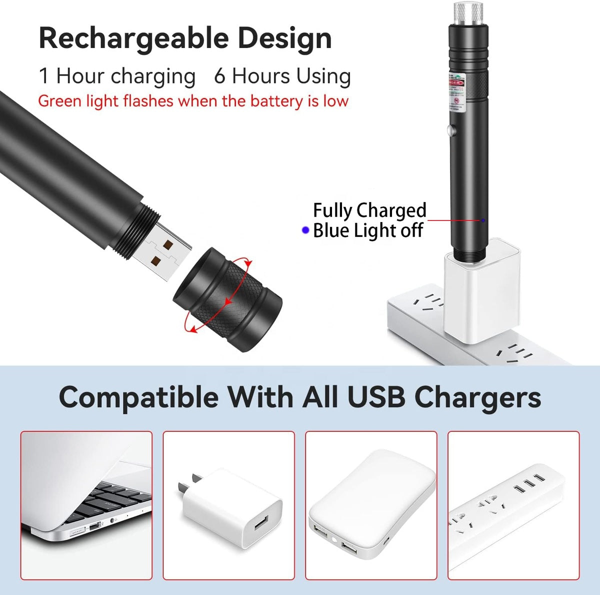 🔥 Lampe torche laser magique haute puissance rechargeable