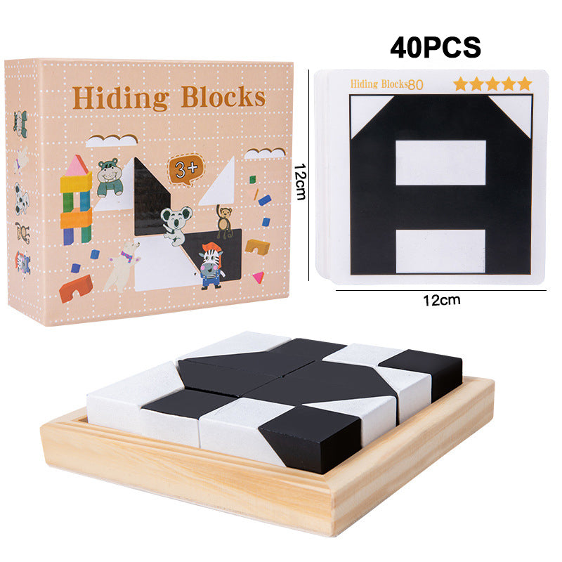 Jeu de puzzle magique de blocs cachés : un jeu interactif pour parents et enfants qui développe l'imagination spatiale
