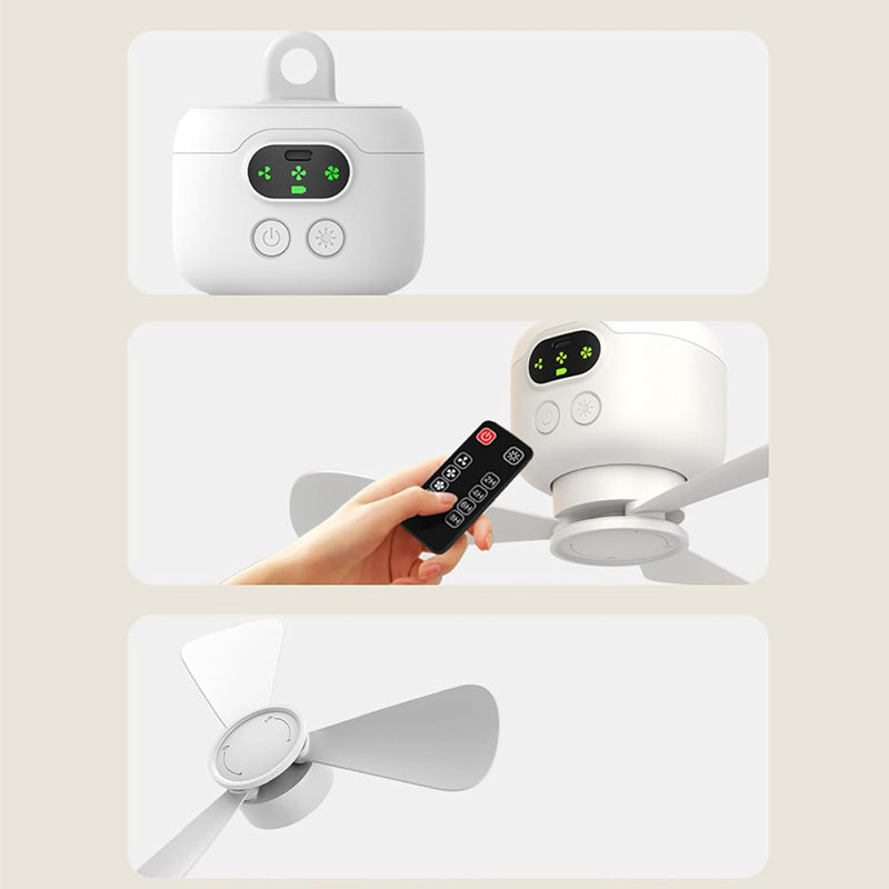 ✨Ventilateur Magique de plafond rechargeable avec éclairage LED ! 🌬️