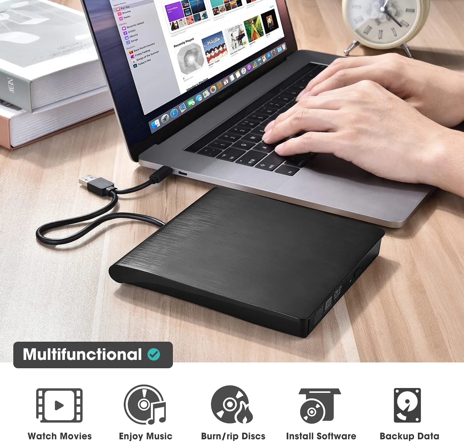💿💻 Lecteur CD/DVD Externe – Plug & Play, Portable & Compatible Mac/Windows