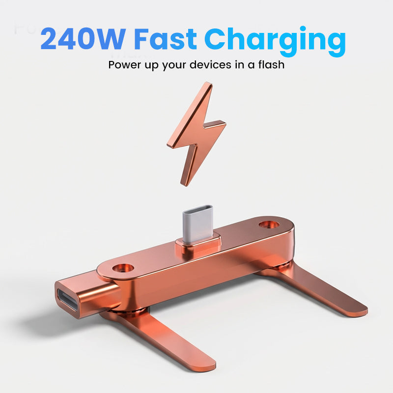Adaptateur Magique de Charge Rapide 240W avec Support Téléphone Pliable à 360° – Compatible USB-C, Compact & Multifonction 🔌📱
