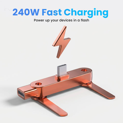Adaptateur Magique de Charge Rapide 240W avec Support Téléphone Pliable à 360° – Compatible USB-C, Compact & Multifonction 🔌📱